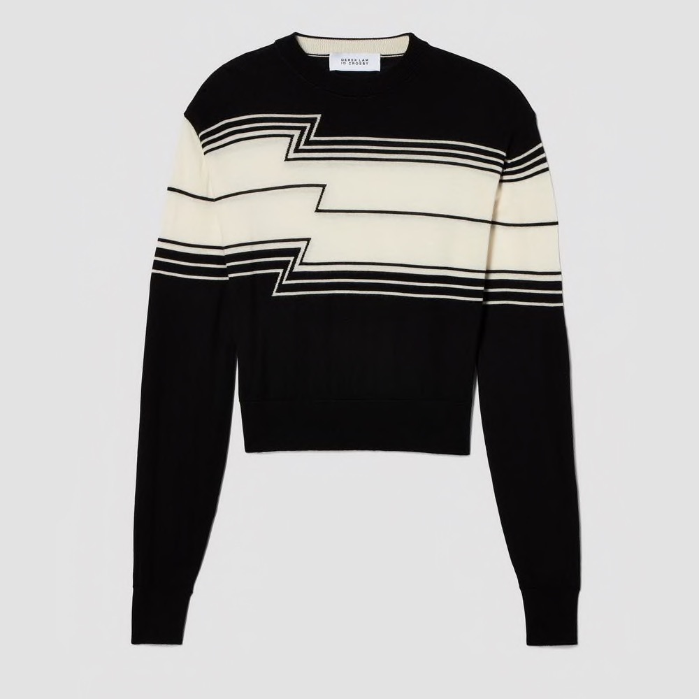 Derek Lam Chevron Stripe Silk Wool Sweater